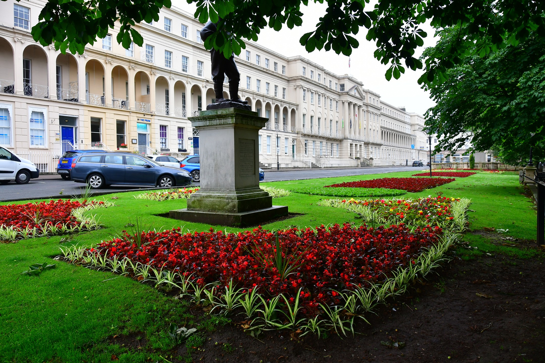 Flowers and Long Lawn Around the Edward Wilson Statue 