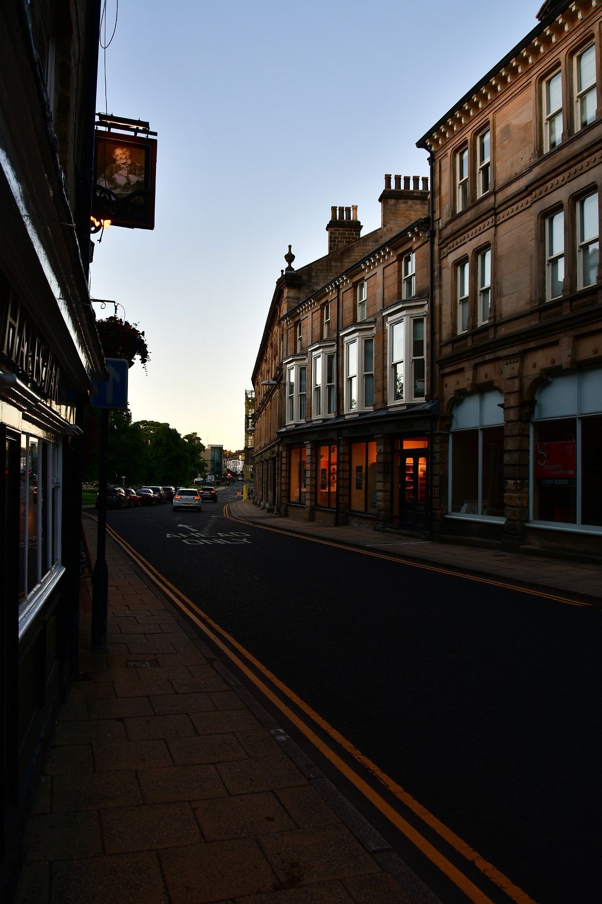 Looking Down the Road in Front of Hales Bar, The Oldest Bar in Harrogate 